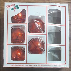 Vintage Holly Decorations Shiny Red 2.25 Inch Mercury Glass Ball Ornaments O29